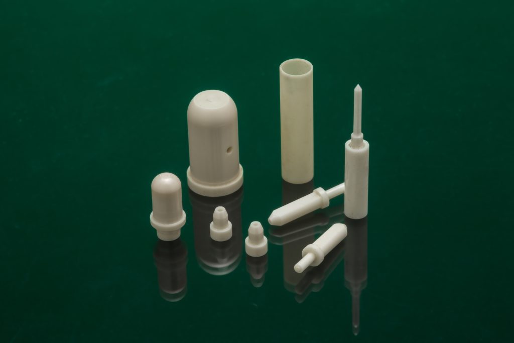 Image of machined ceramic products for an article about medical applications and machined ceramic products.